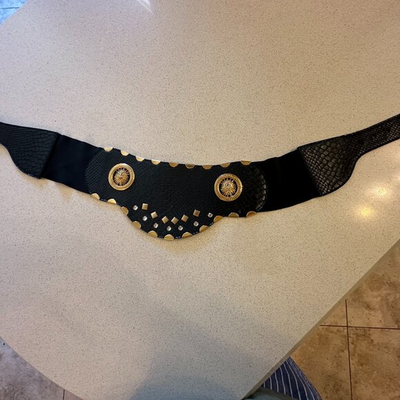 Versace Black Leather Medusa Women's Belt - Picture 2 of 7